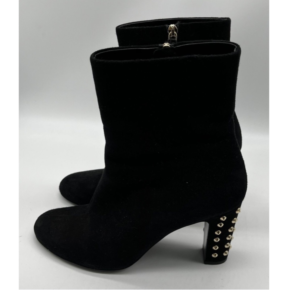Gucci 'Melville' Black Suede Ankle Bootie w/ Studded Accent Heel sz 38.5 - Picture 3 of 5